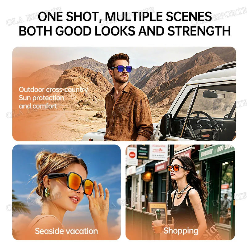 Bluetooth Smart Sunglasses | Open-Ear Audio, UV Protection, IPX5