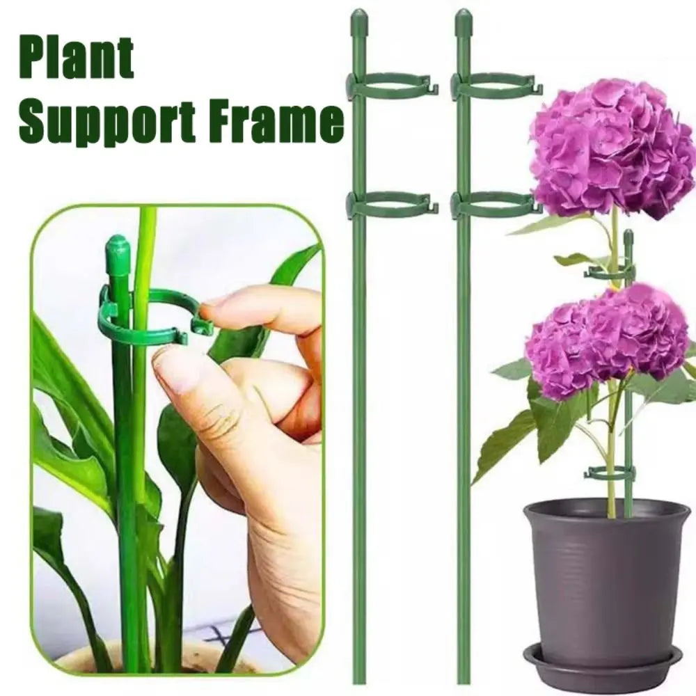 10-Pack Adjustable Plant Support Stakes with Rings & Clips