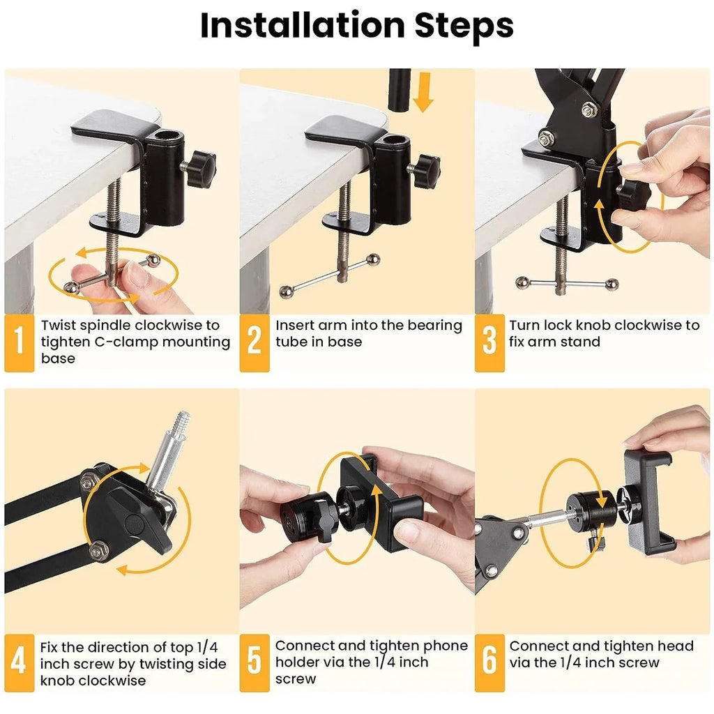 VeFly Flexible Arm Phone Tripod Stand | 360° Rotation Desk Mount