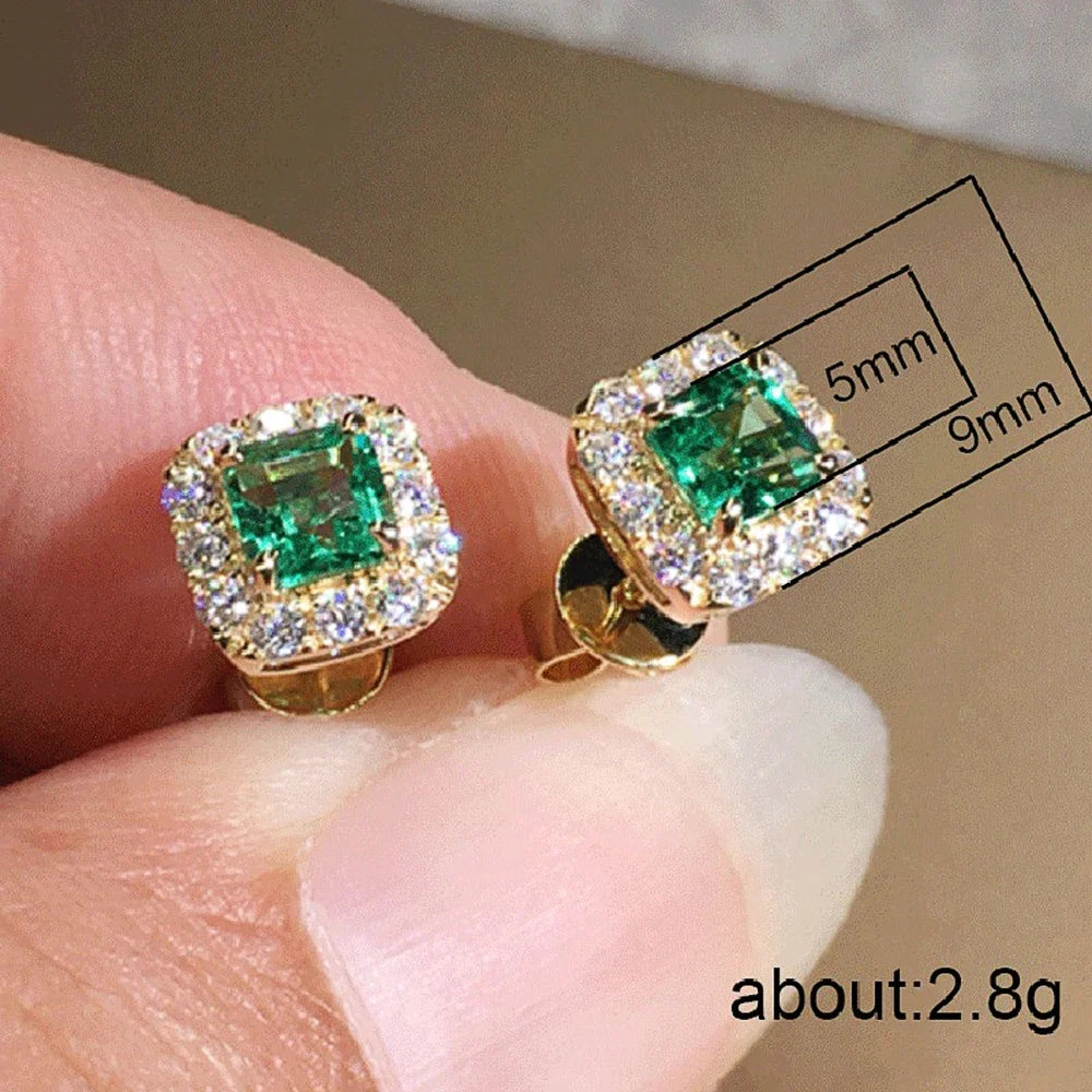Huitan Cubic Zirconia Stud Earrings – Geometric Fashion Jewelry