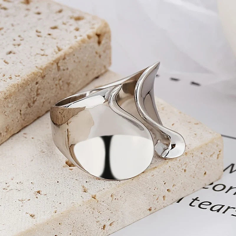 Huitan Geometric Wide Opening Ring for Women | Brass Fashion
