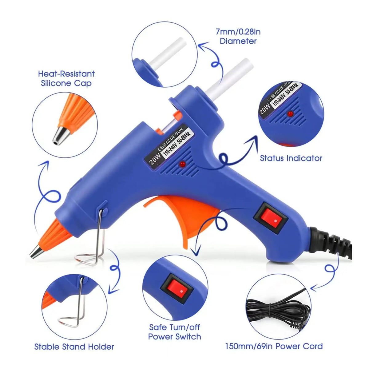 Mini Hot Glue Gun 7mm – DIY Craft & Repair Tool with Glue Sticks
