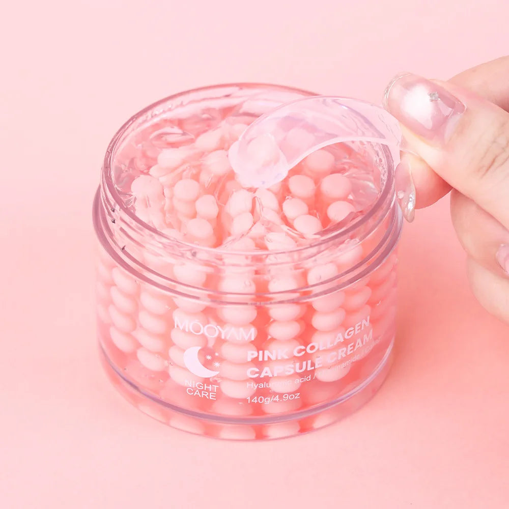 Anti Wrinkle Pink Collagen Capsule Cream Face Aging Gel Firming