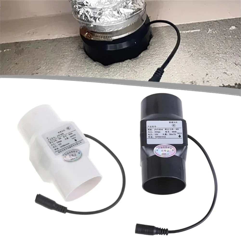12V 6W Inline Duct Fan 50mm – Quiet Mini Exhaust Ventilation Fan