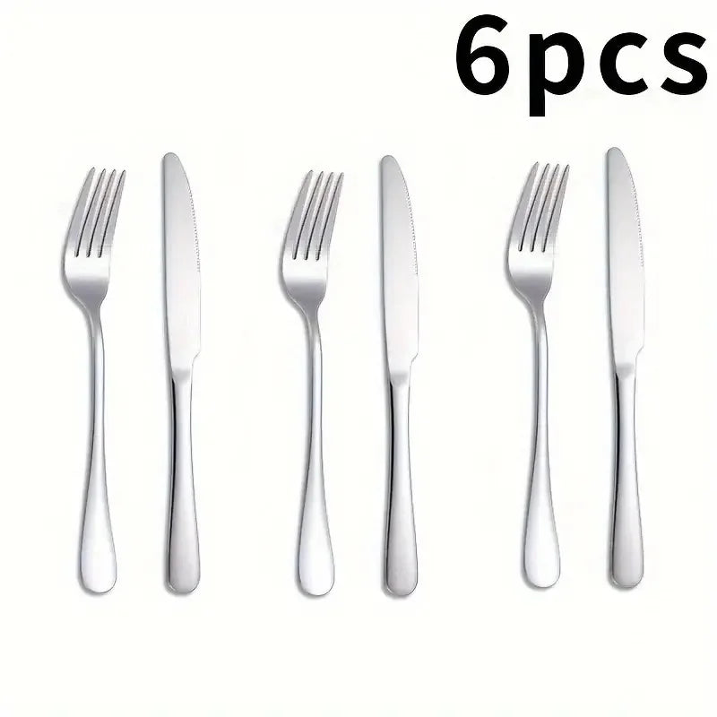 12-Piece Stainless Steel Cutlery Set – 6 Knives & 6 Forks