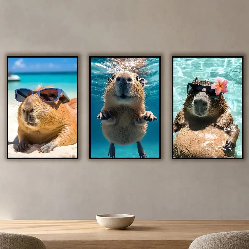 Capybara Waterproof PVC Poster Stickers – Wall Décor & Gift