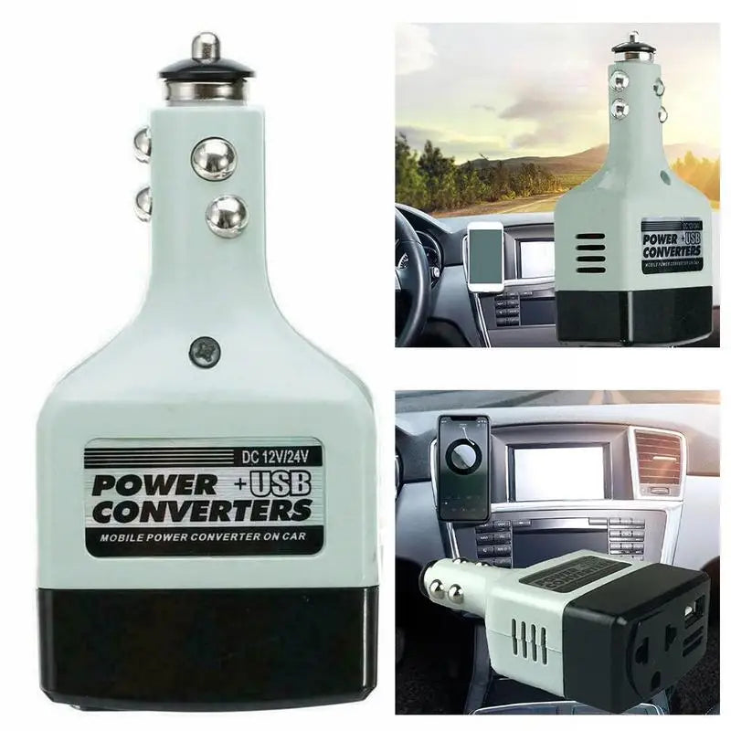 12V/24V to 220V Car Power Inverter with USB Charging Port