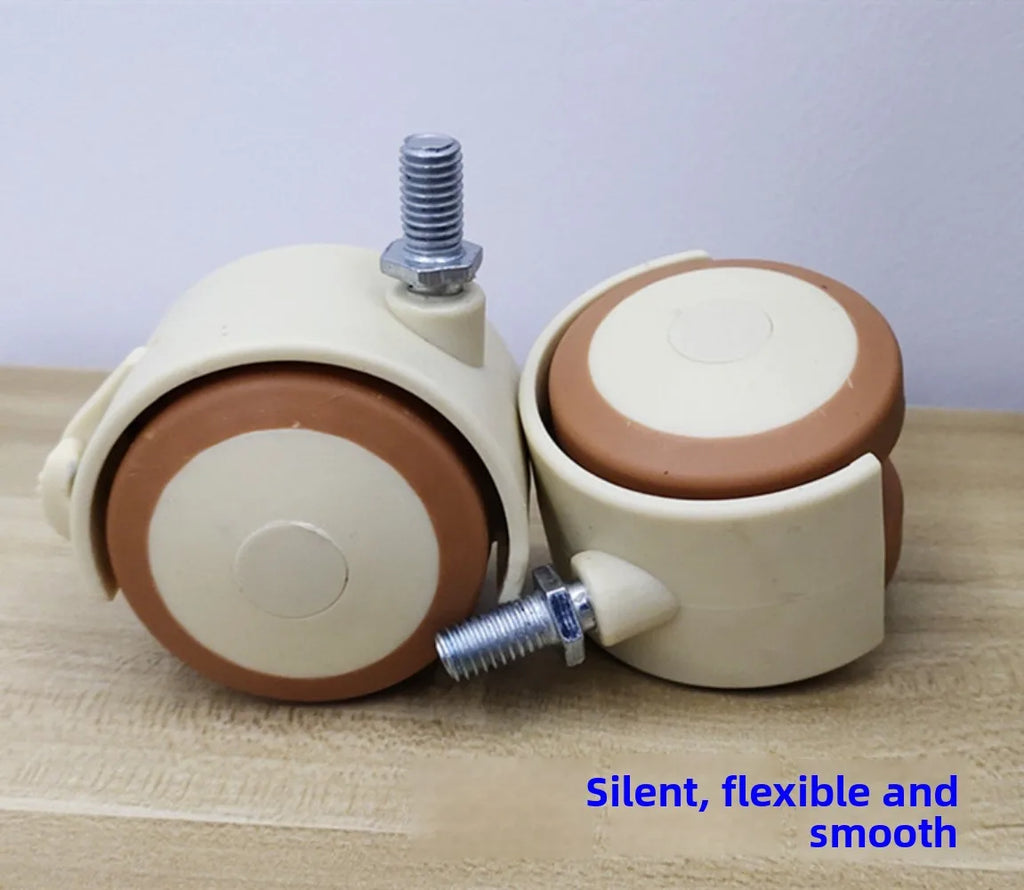 4-Pack Rubber Swivel Caster Wheels M6/M8 Stem with Locking Brake