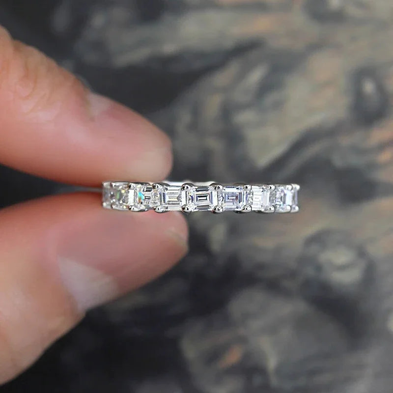 Huitan Rectangular CZ Ring for Women – Silver Fashion Ring