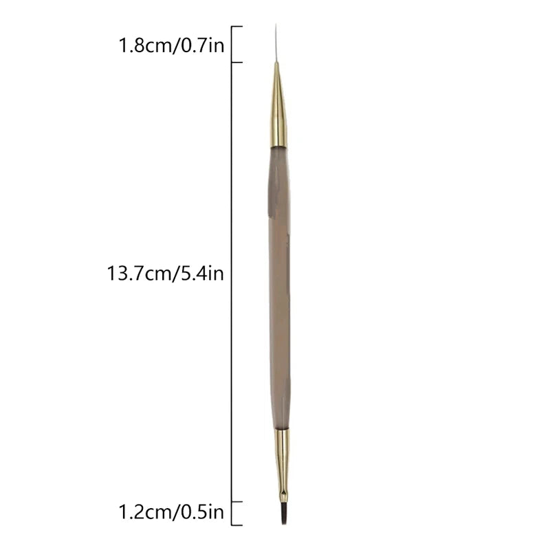 Dual-End Nail Art Liner & Grid Brush | DIY Stripe Design