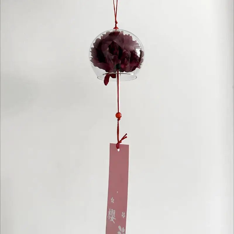 Japanese Glass Wind Chime with Artificial Flower | Home Decor