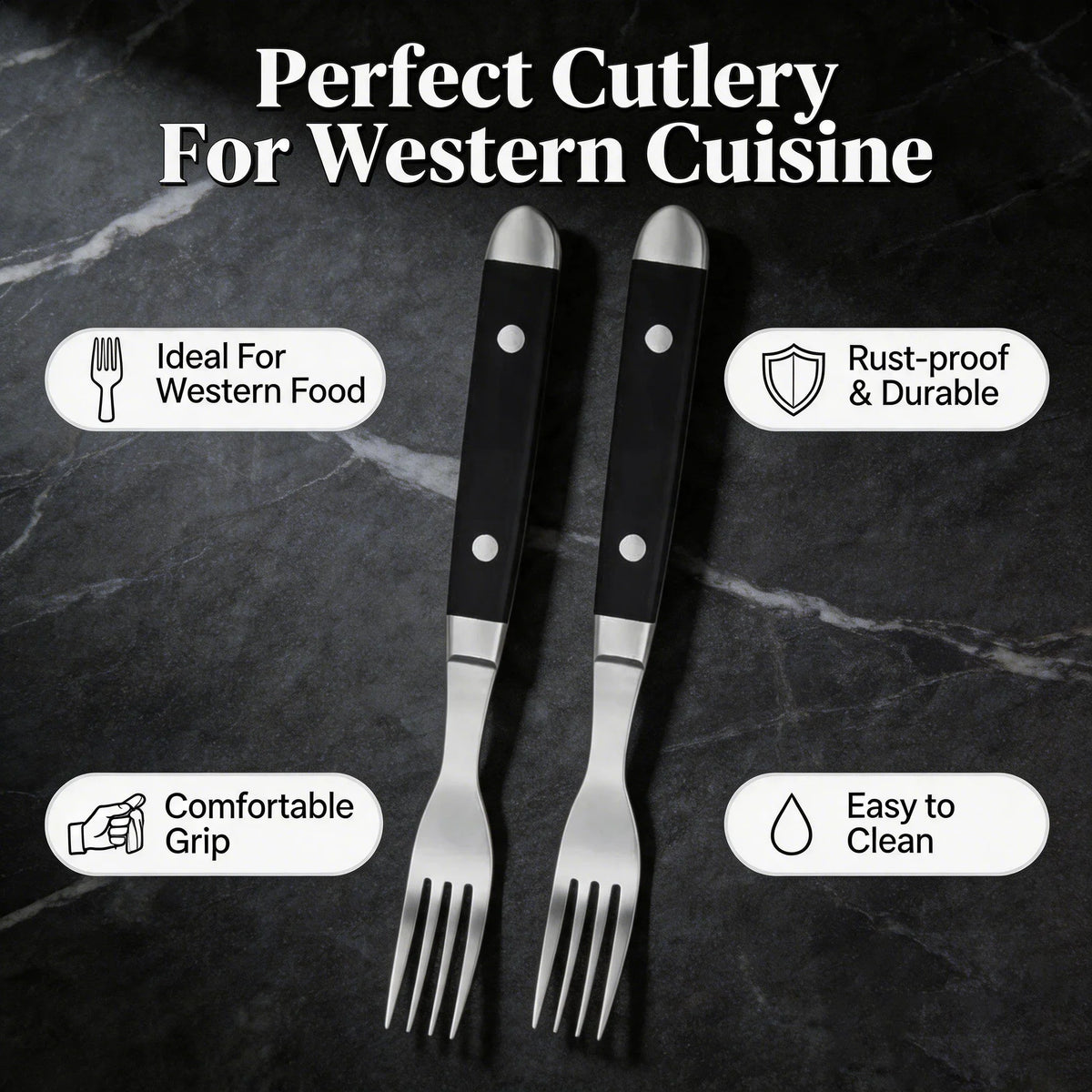 Stainless Steel Steak Knife & Fork Set – 1–8 Piece Sets