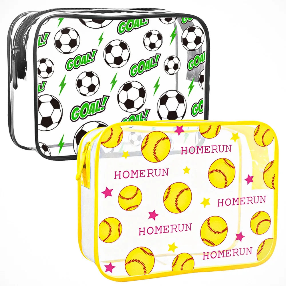 Football-themed PVC Toiletry Bag Makeup Suitable Men Women