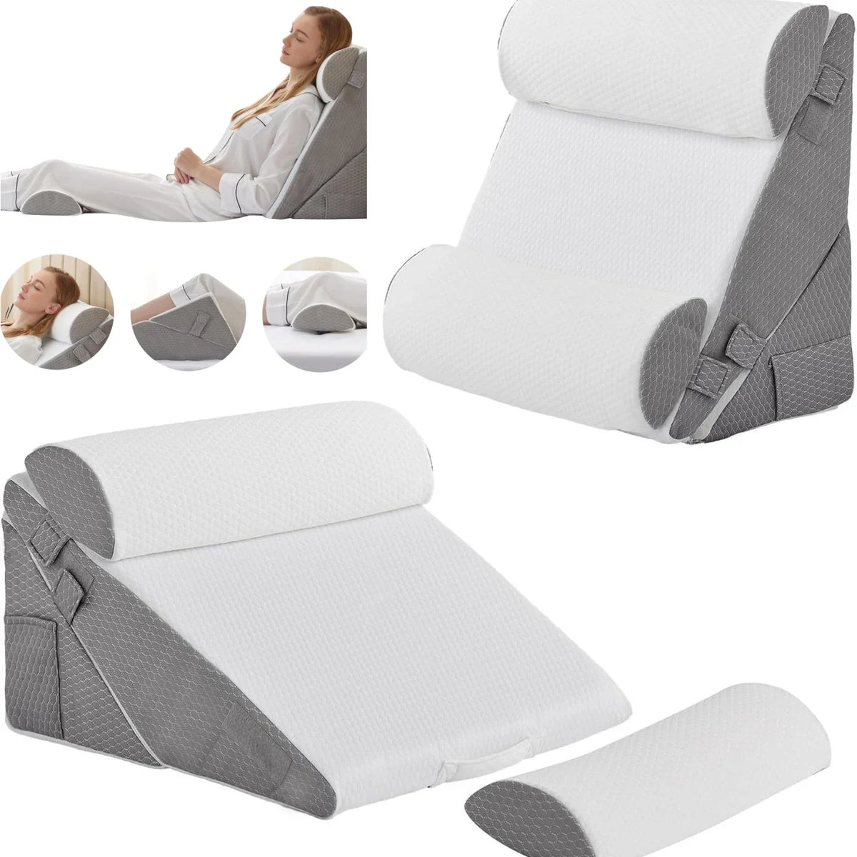 3-Piece Adjustable Bed Wedge Pillow Set | Headboard Support