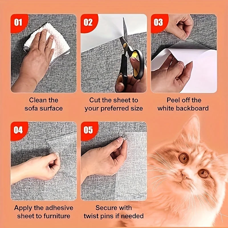 Cat Scratch Guard Tape 10pc – Clear Furniture Protector Stickers