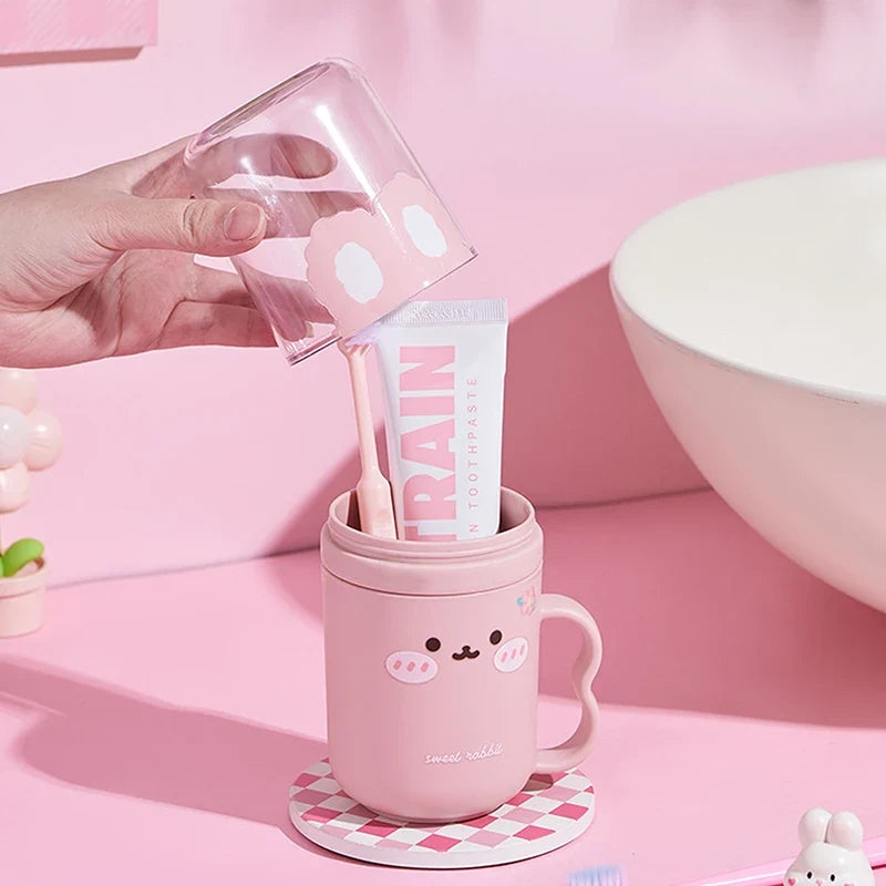 Kids Cartoon Mouthwash Cup & Toothbrush Holder | Travel Set