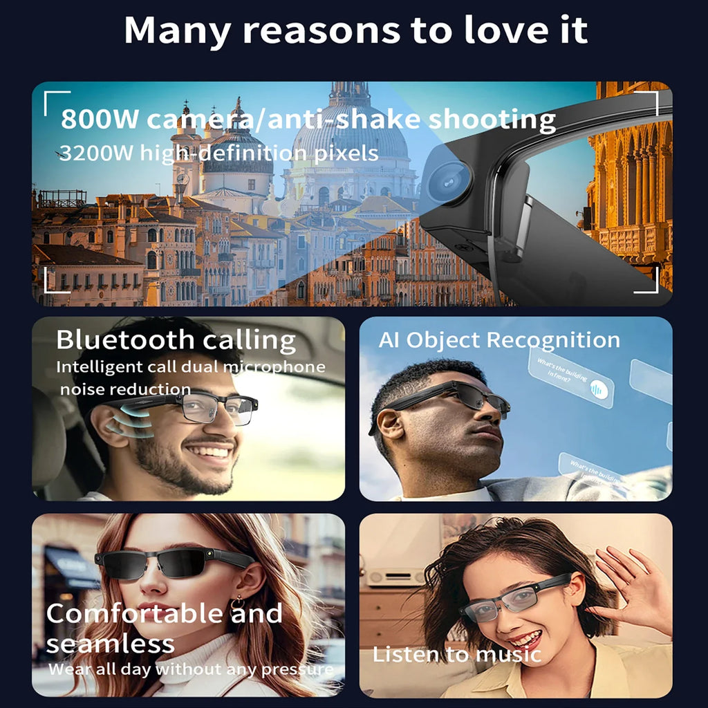 Smart Translate Glasses Bluetooth Call Music Voice Assistant Control