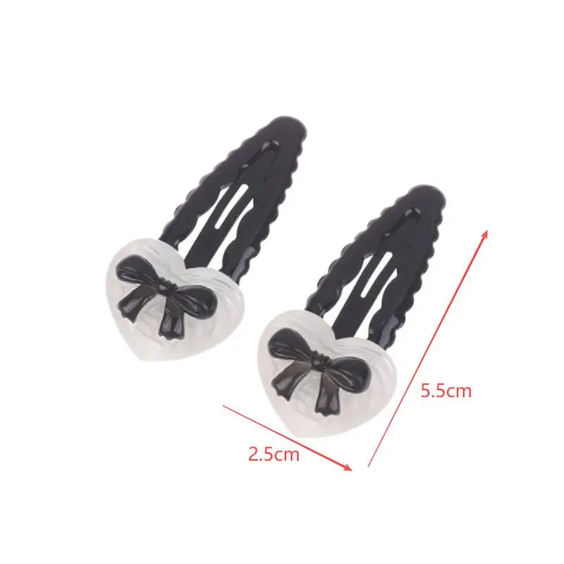 Heart Bowknot BB Hair Clips – Wavy Side Clips for Girls 2/6 Pcs