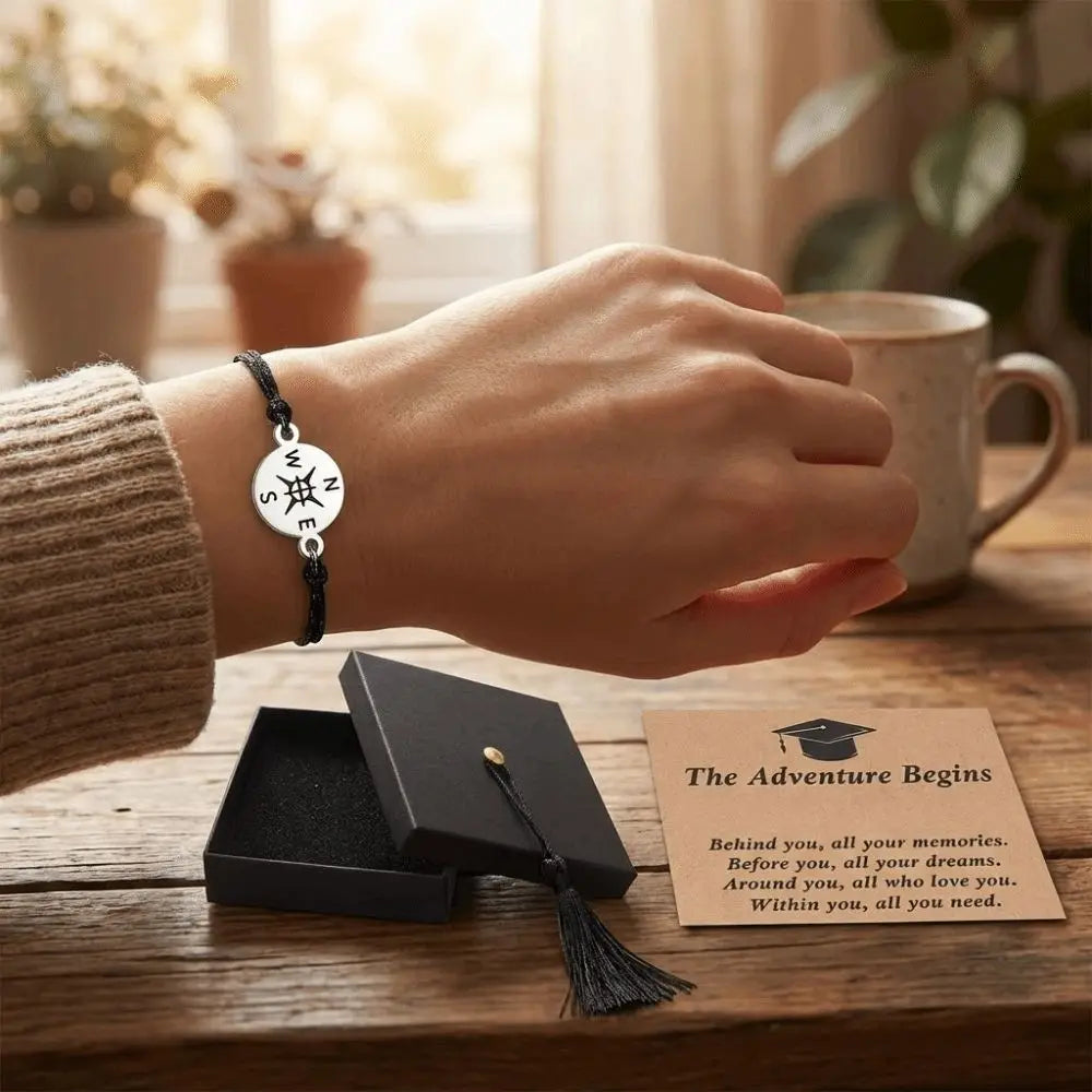 Graduation Compass Bracelet | "The Adventure Begins" Gift Set