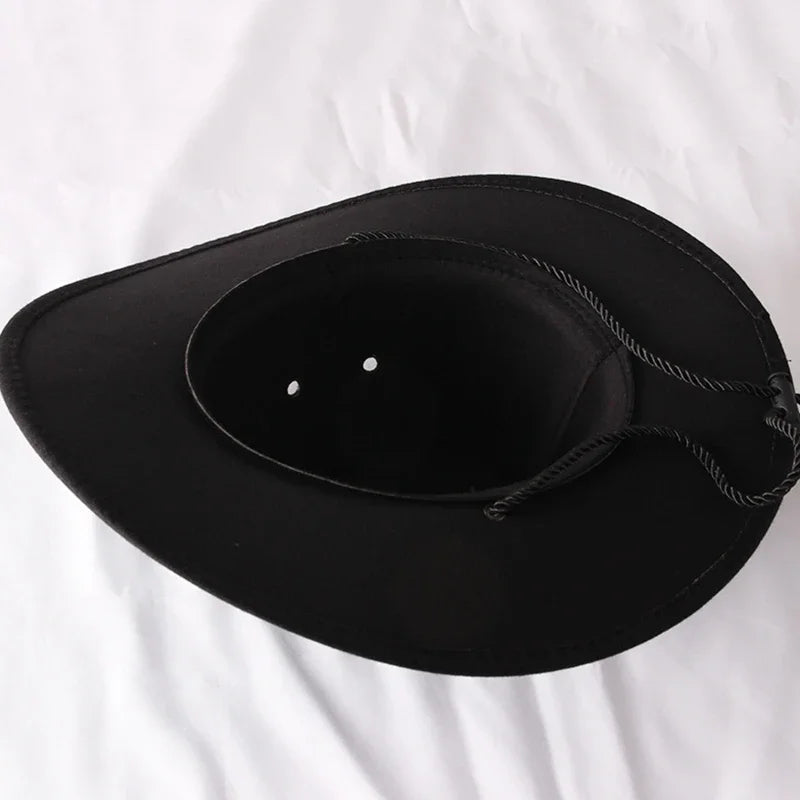 Western Cowboy Hat Vintage Wide Brim Sun Protection Outdoor Riding