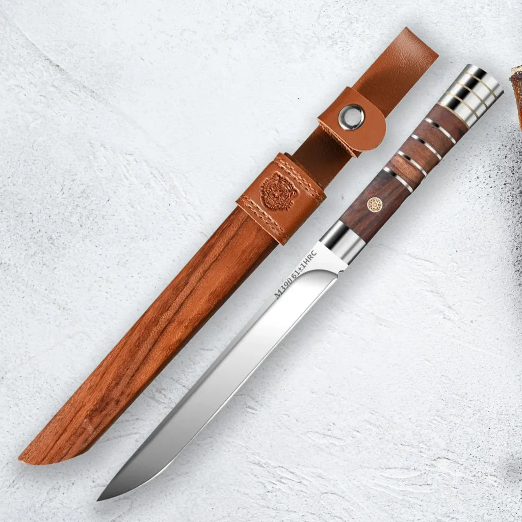 Meat Cutting Knife Set – 5Cr Steel Blade & Wooden Sheath