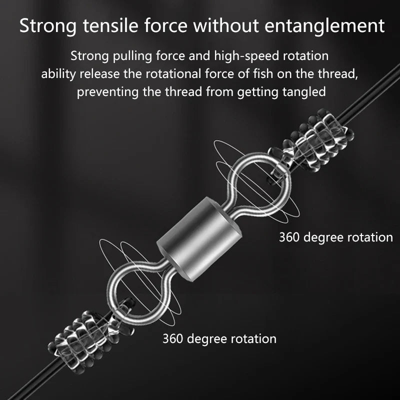 100 Pcs Stainless Steel Rolling Fishing Swivels | Line Connector