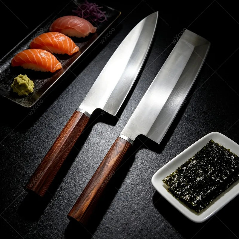 WXCOO 5Cr15 Stainless Steel Sashimi & Chef Knife – Wood Handle