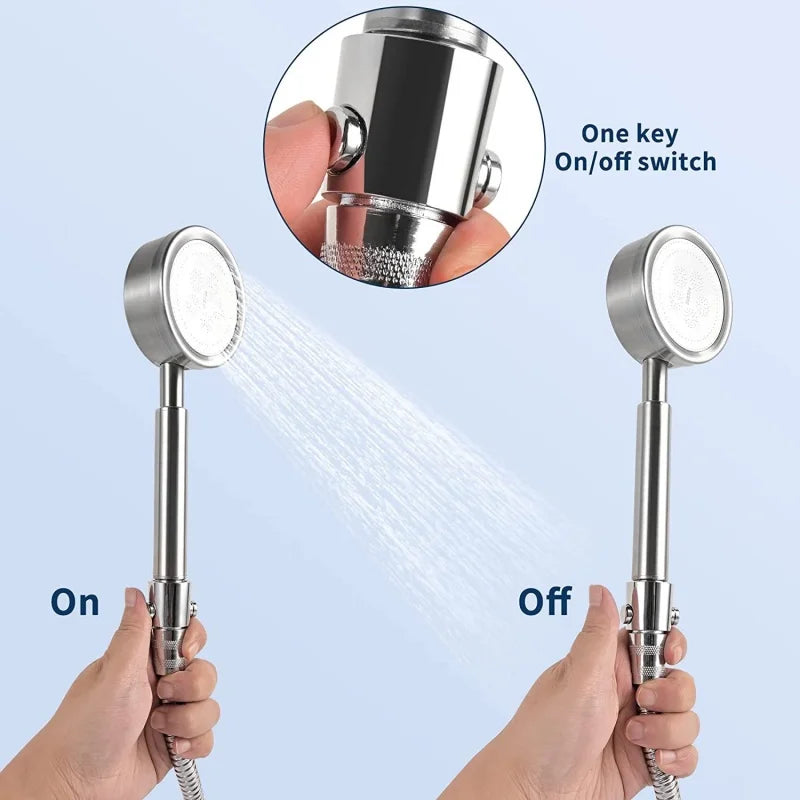 One-Button Shower Head Shut-Off Valve | Water Flow Stop Switch