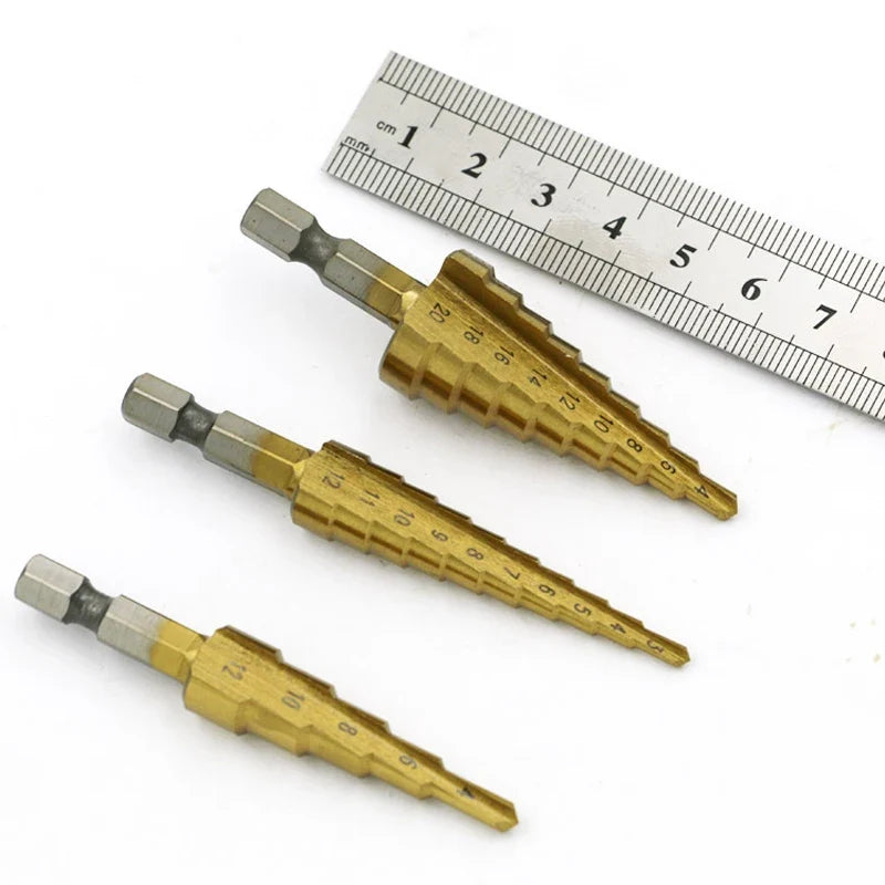 SLADE HSS Titanium Step Drill Bit Set 3-12 4-12 4-20mm