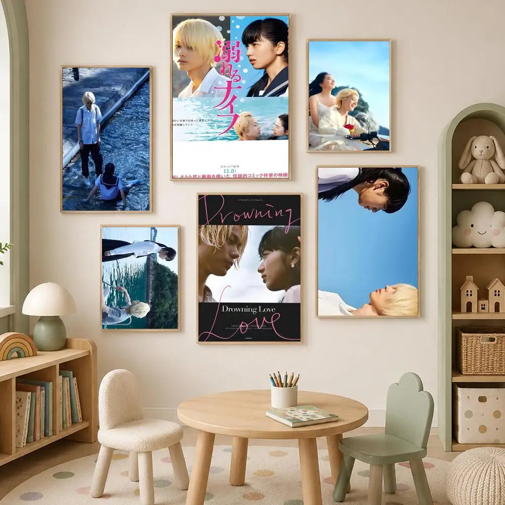Drowning Love Movie Poster – Self-Stick HD Waterproof Wall Art