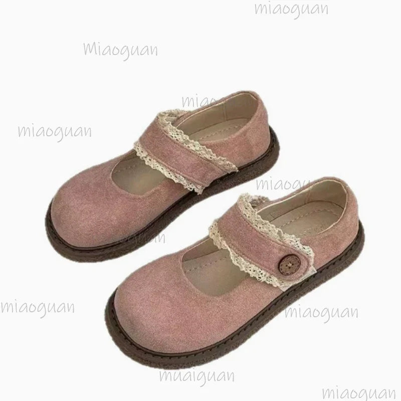 Japanese Lace Mary Jane Shoes – Women's Square Heel Loafers