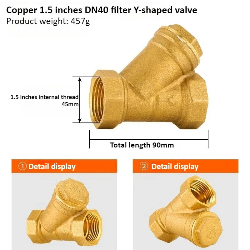 Brass Y-Strainer Filter Ball Valve BSP DN15–DN32 Internal Thread