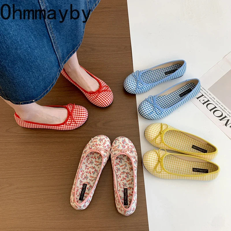 Women's Floral Ballet Flats – Butterfly-Knot Slip-On Dress Shoes