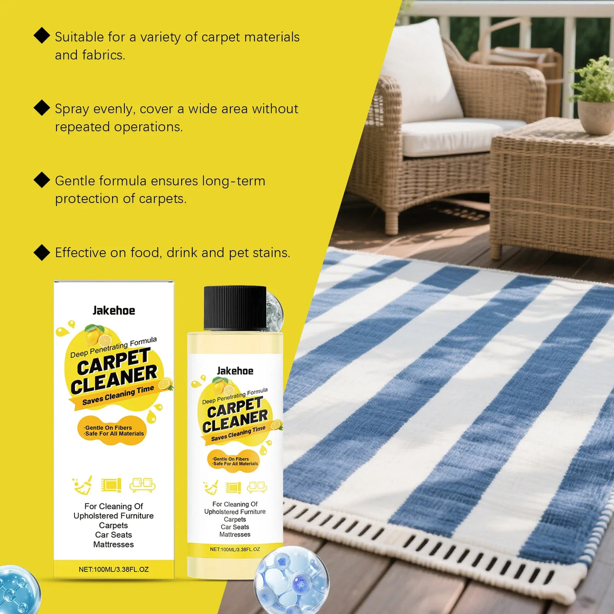 JAKEHOE Carpet Foam Cleaner – Stain & Odor Remover 100ml
