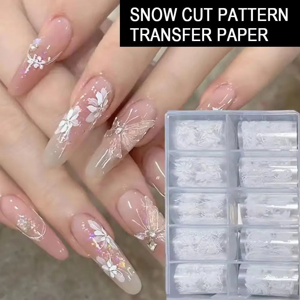 10-Roll Plaid & Flower Nail Foil Transfer Stickers | Nail Decals