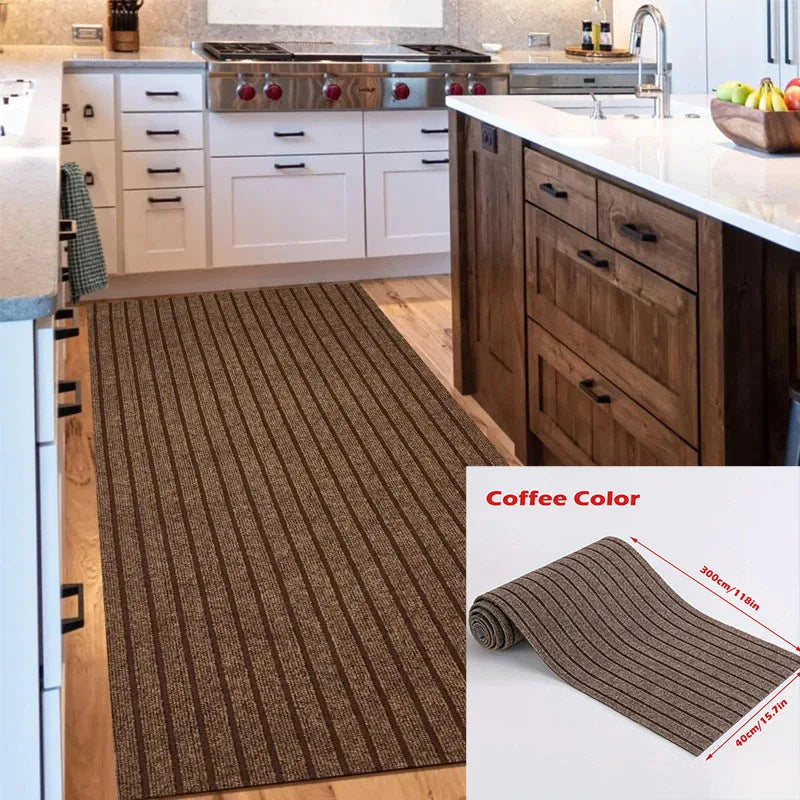 Anti-Slip Hallway Runner Rug 40x300cm – Striped Kitchen Mat