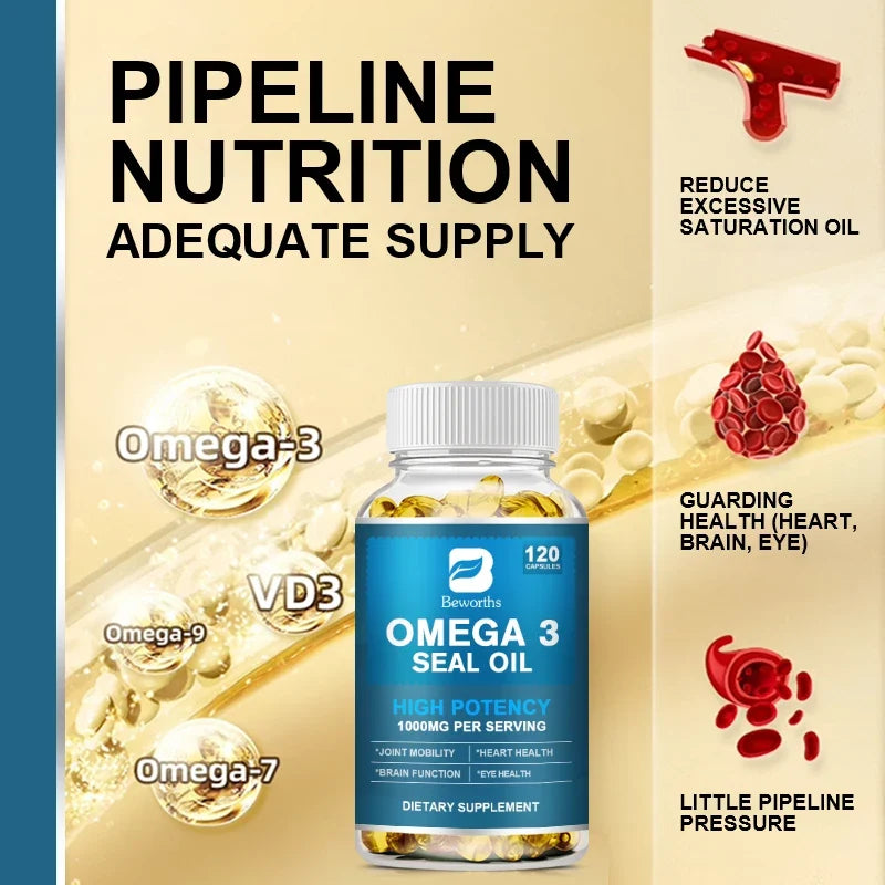 BEWORTHS Seal Oil Capsules Omega-3 DHA EPA DPA – 120 Count
