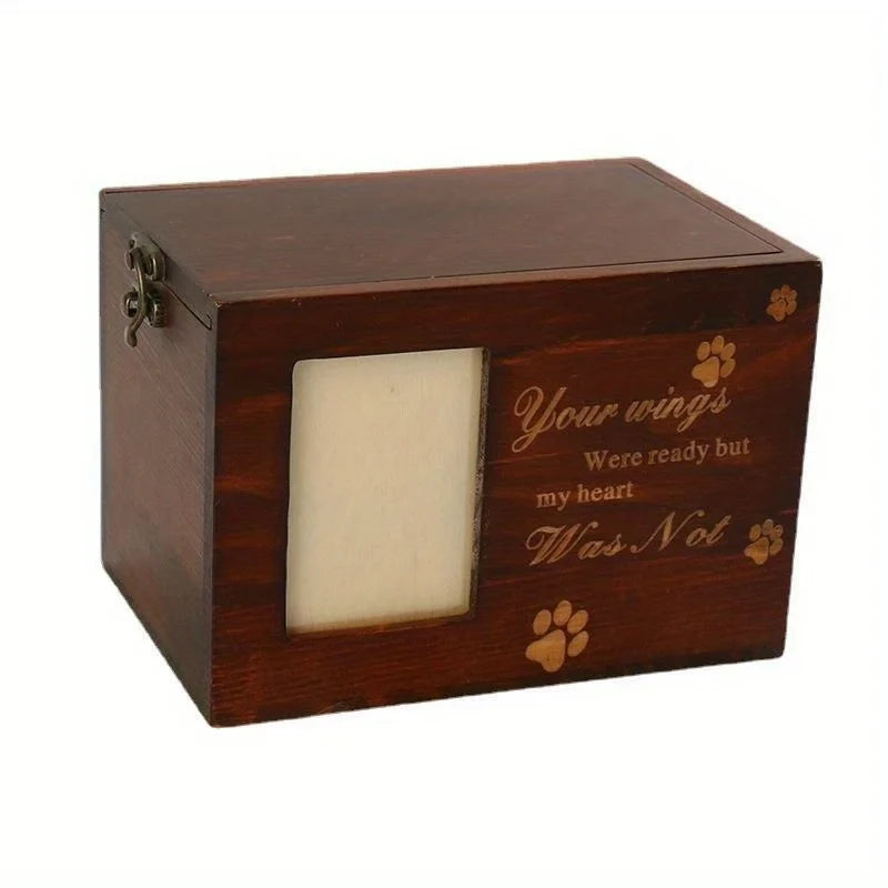 Wooden Pine Pet Urn with Photo Frame – Dog & Cat Memorial