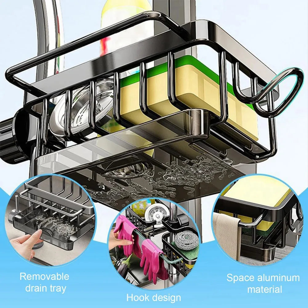 A36T-Faucet Rack Kitchen Faucet Storage Round Water Pipe Sink