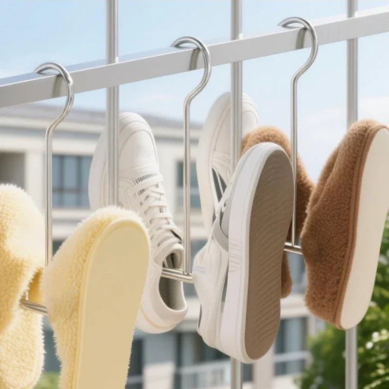 Stainless Steel Hanging Shoe Drying Rack – Windproof Hook