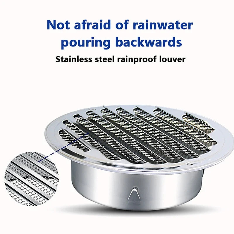 Round Stainless Steel Air Vent Grille | 70–150MM Wall Duct Cover