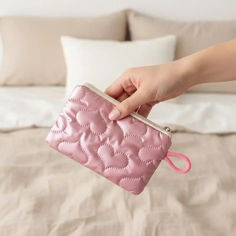 Heart Bow Coin Purse Zipper Cosmetic Pouch – Mini Organiser