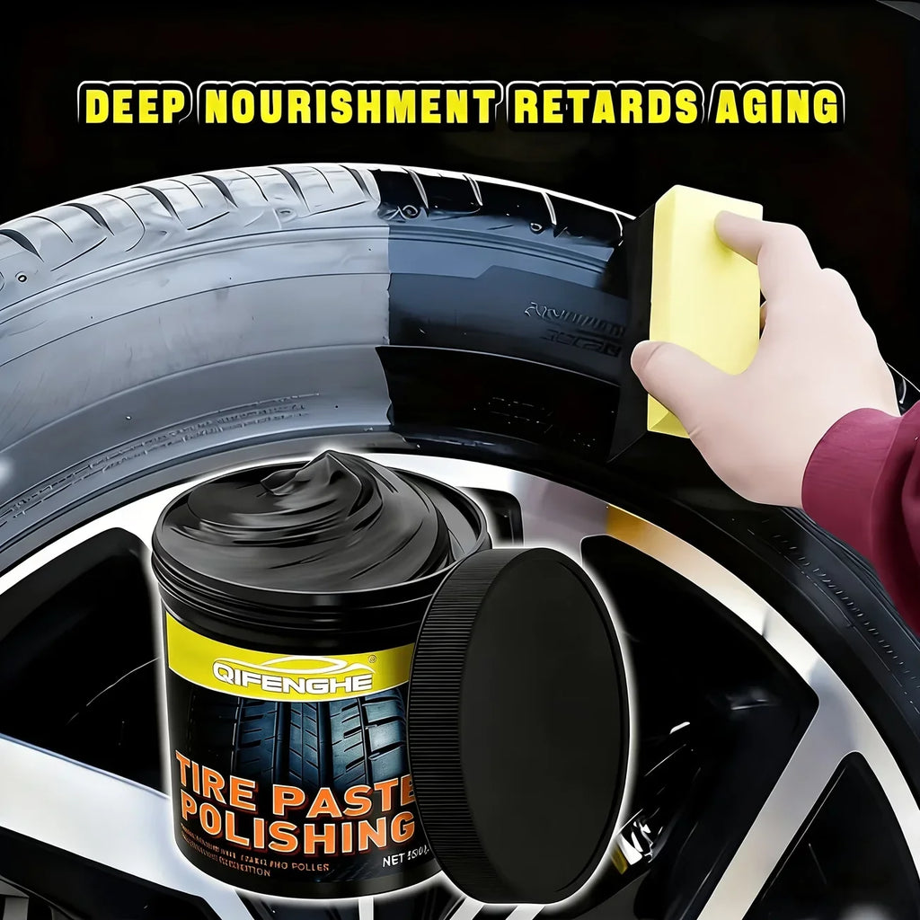 Tire Polishing Paste & Blackening Cream with Sponge | Car Care