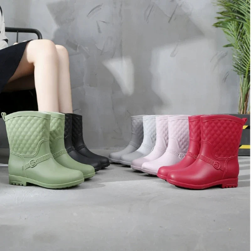 Women's Plush-Lined Winter Rain Boots – Warm Waterproof Wellies