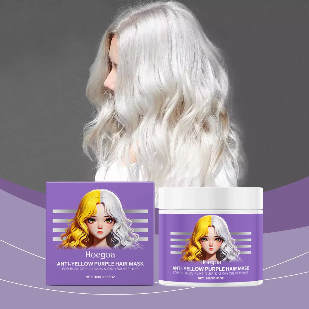 HOEGOA Purple Hair Mask – Anti-Brass Toner for Blonde & Silver