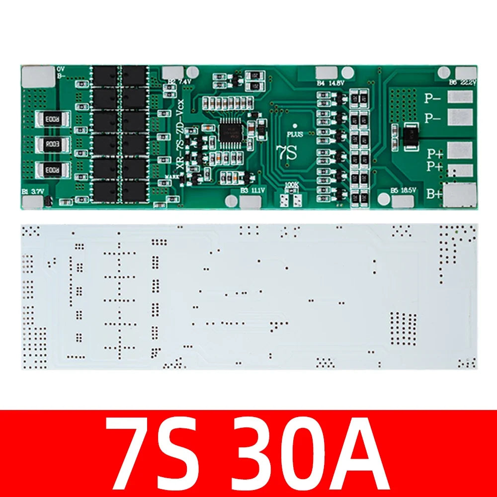 7S 24V BMS 10A–30A Li-ion Battery Protection Board w/ Balance