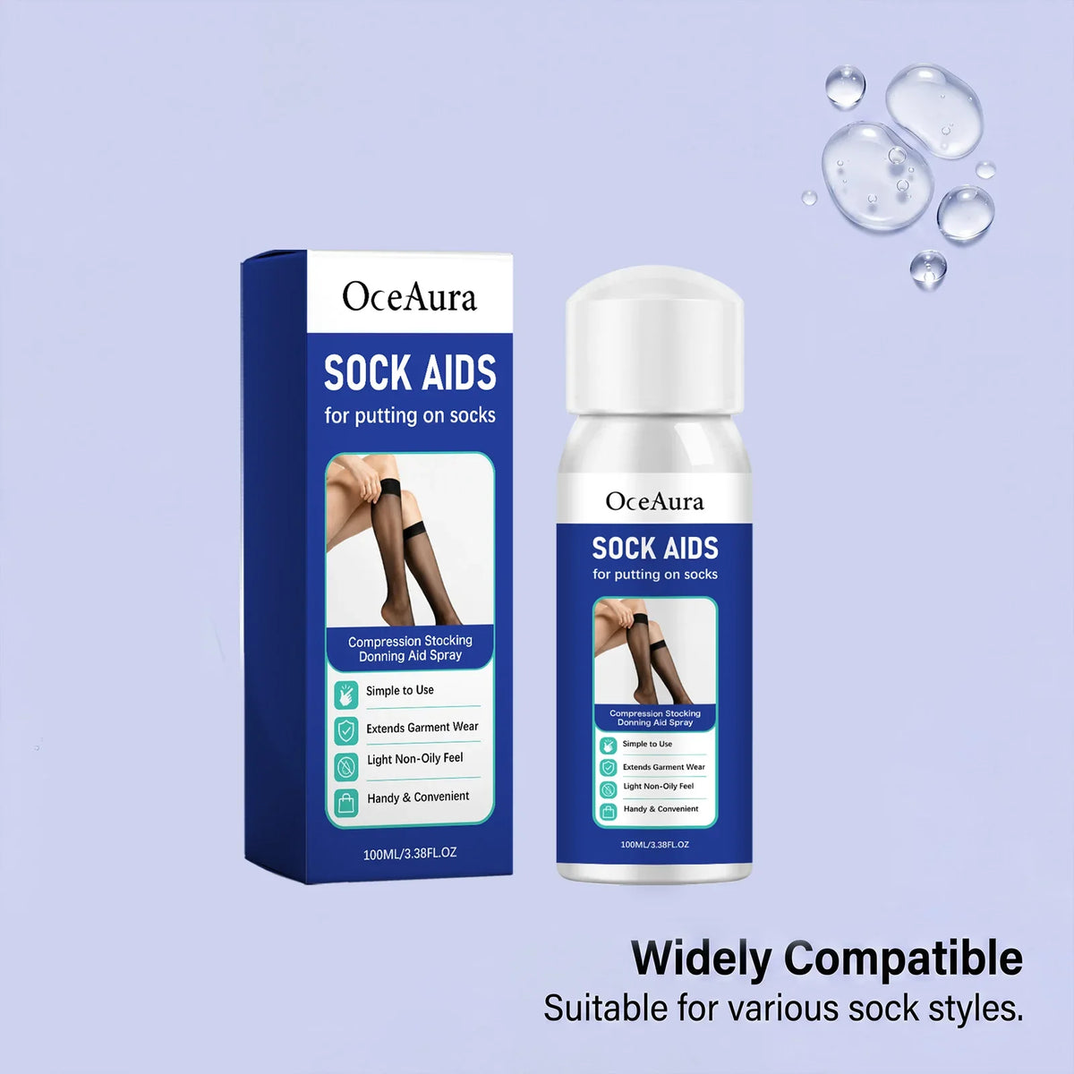 OceAura Sock Donning Aid Spray – Anti-Friction, Non-Oily 100ml