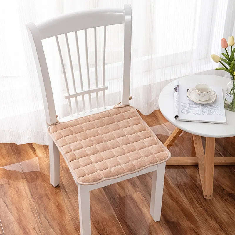 Square Plush Flannel Dining Chair Cushions Shoulder Strap All-season