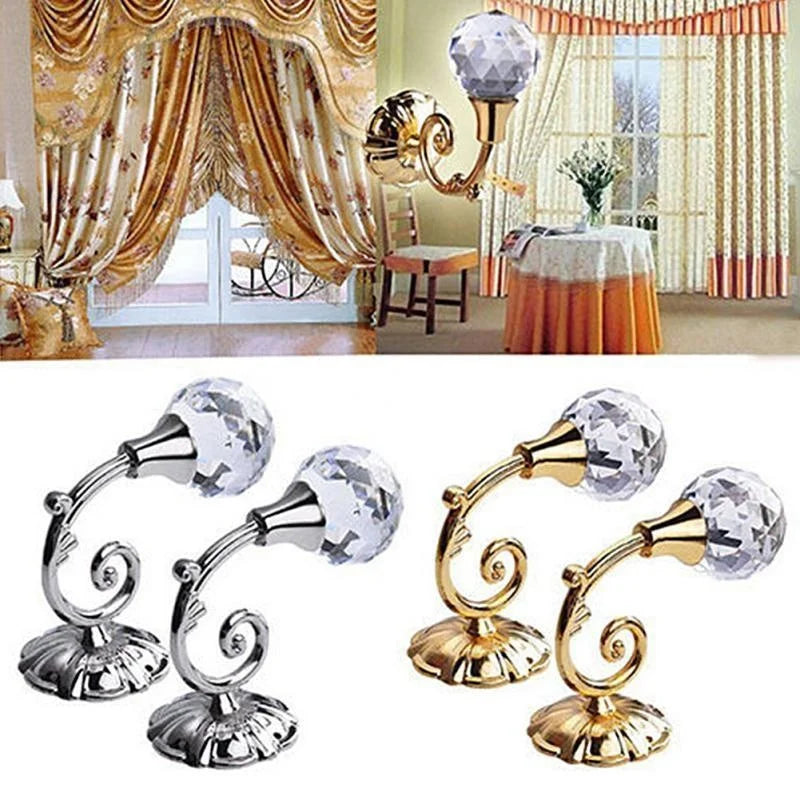 Crystal Curtain Tie Back Hooks Wall Mounted – 2 Pack