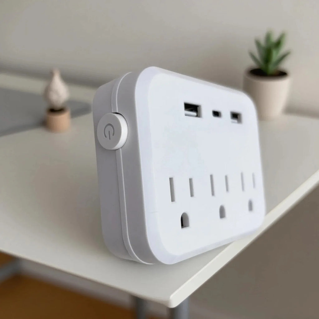 6-in-1 Mini Portable Surge Protector Power Strip – USB & Type-C